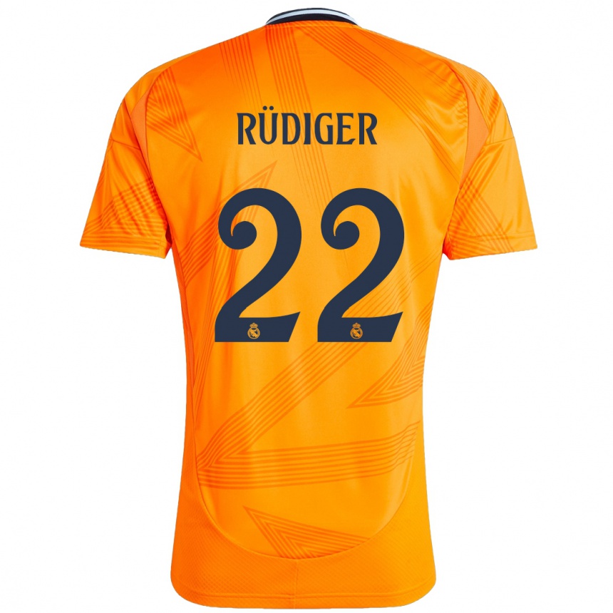 Kids Football Antonio Rudiger #22 Orange Away Jersey 2024/25 T-Shirt Za