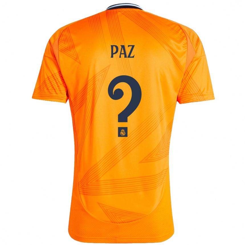 Kids Football Nico Paz #0 Orange Away Jersey 2024/25 T-Shirt Za