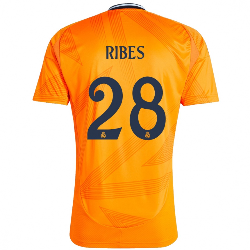 Kids Football Kike Ribes #28 Orange Away Jersey 2024/25 T-Shirt Za