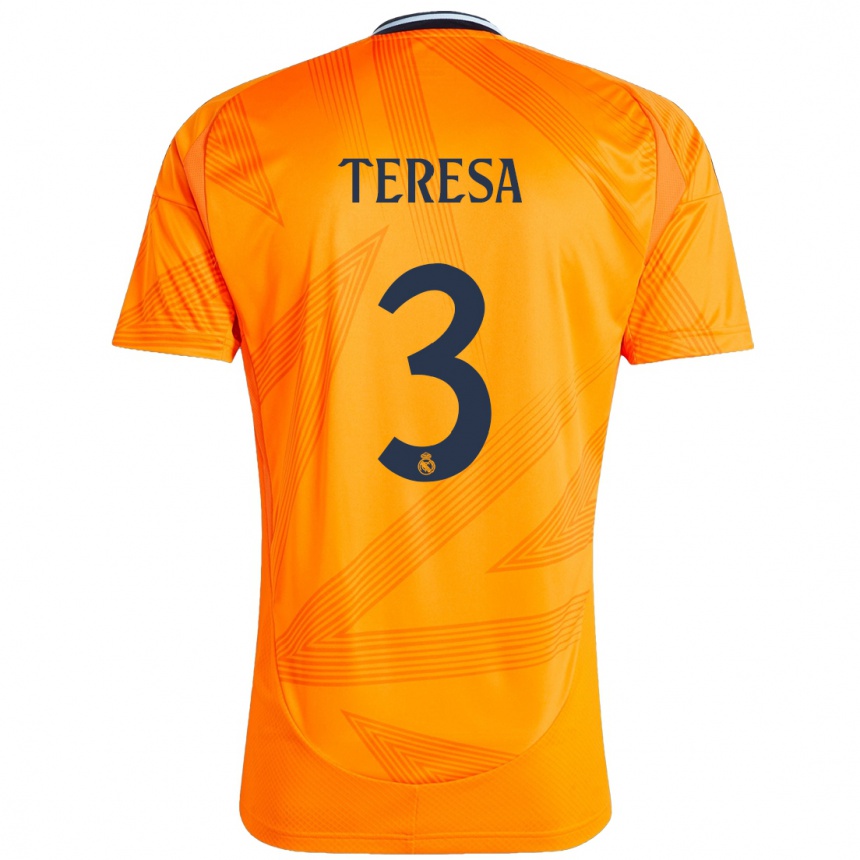 Kids Football Teresa Abelleira #3 Orange Away Jersey 2024/25 T-Shirt Za