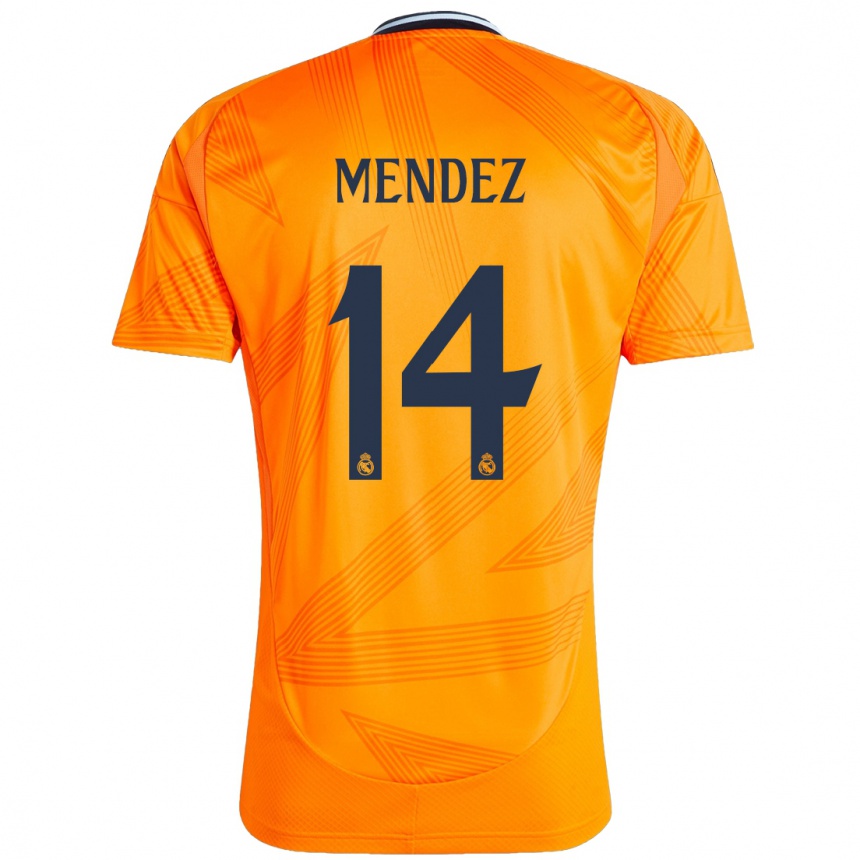 Kids Football María Méndez #14 Orange Away Jersey 2024/25 T-Shirt Za