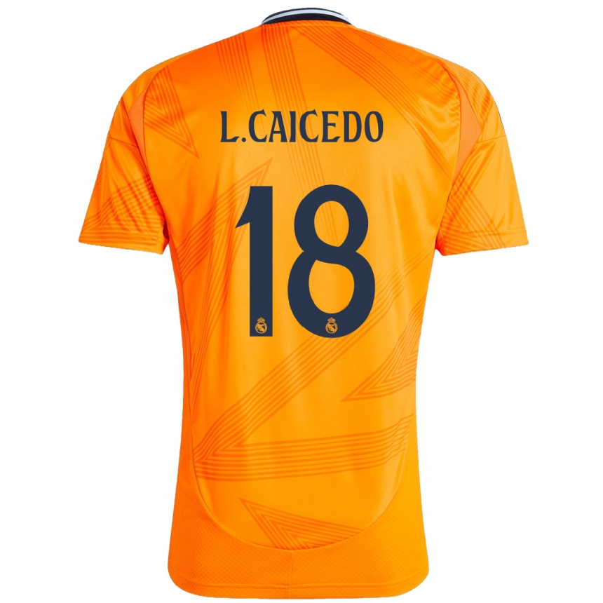 Kids Football Linda Caicedo #18 Orange Away Jersey 2024/25 T-Shirt Za