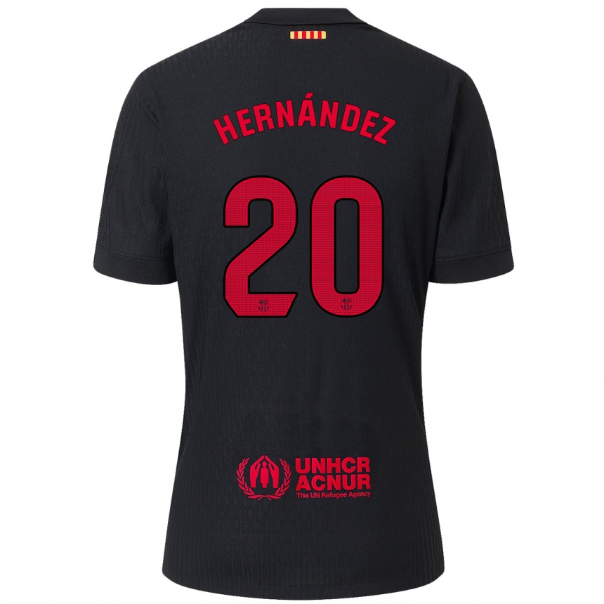 Kids Football Unai Hernández #20 Black Red Away Jersey 2024/25 T-Shirt Za