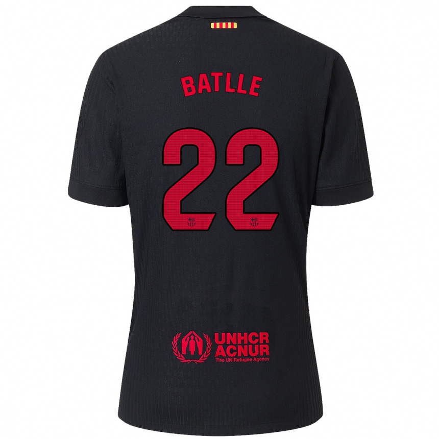 Kids Football Ona Batlle #22 Black Red Away Jersey 2024/25 T-Shirt Za