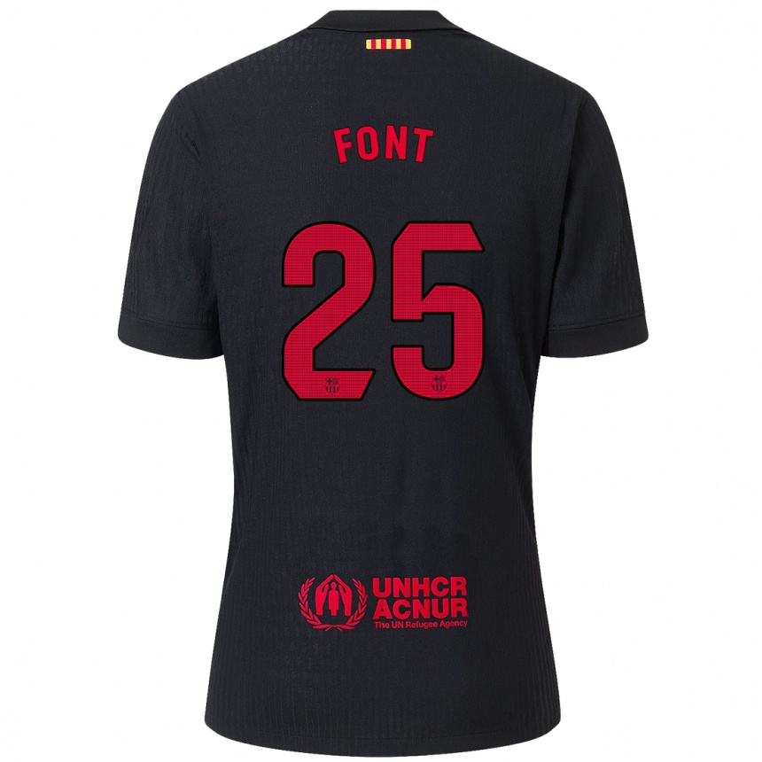 Kids Football Gemma Font #25 Black Red Away Jersey 2024/25 T-Shirt Za