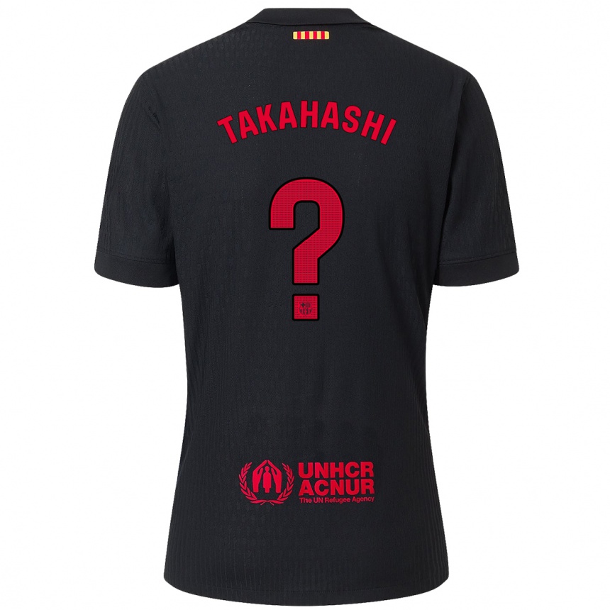 Kids Football Niko Takahashi #0 Black Red Away Jersey 2024/25 T-Shirt Za