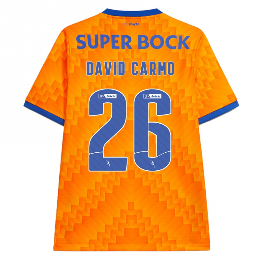 Kids Football David Carmo #26 Orange Away Jersey 2024/25 T-Shirt Za