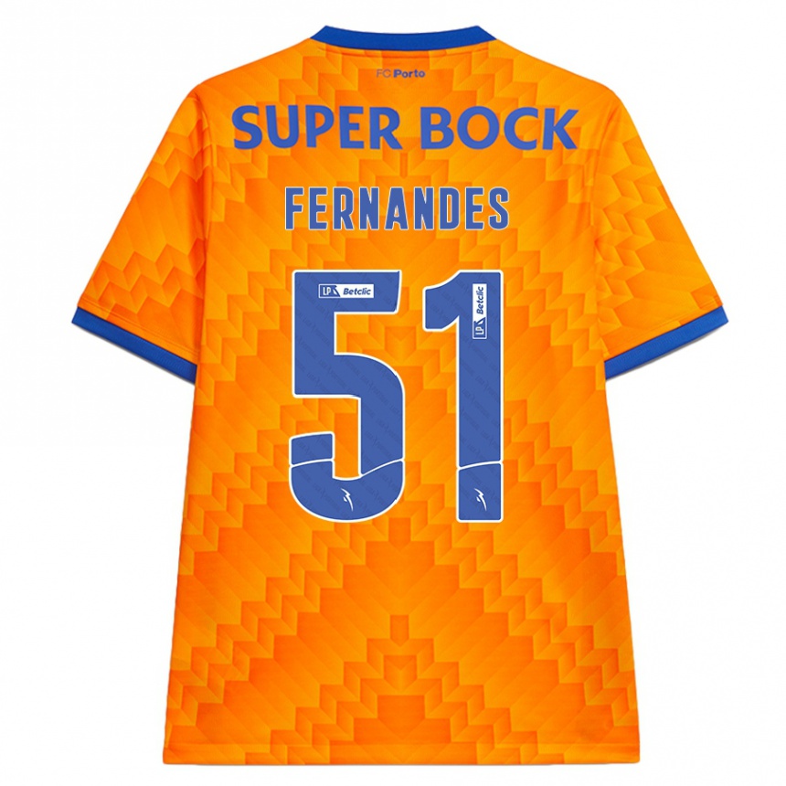 Kids Football Diogo Fernandes #51 Orange Away Jersey 2024/25 T-Shirt Za