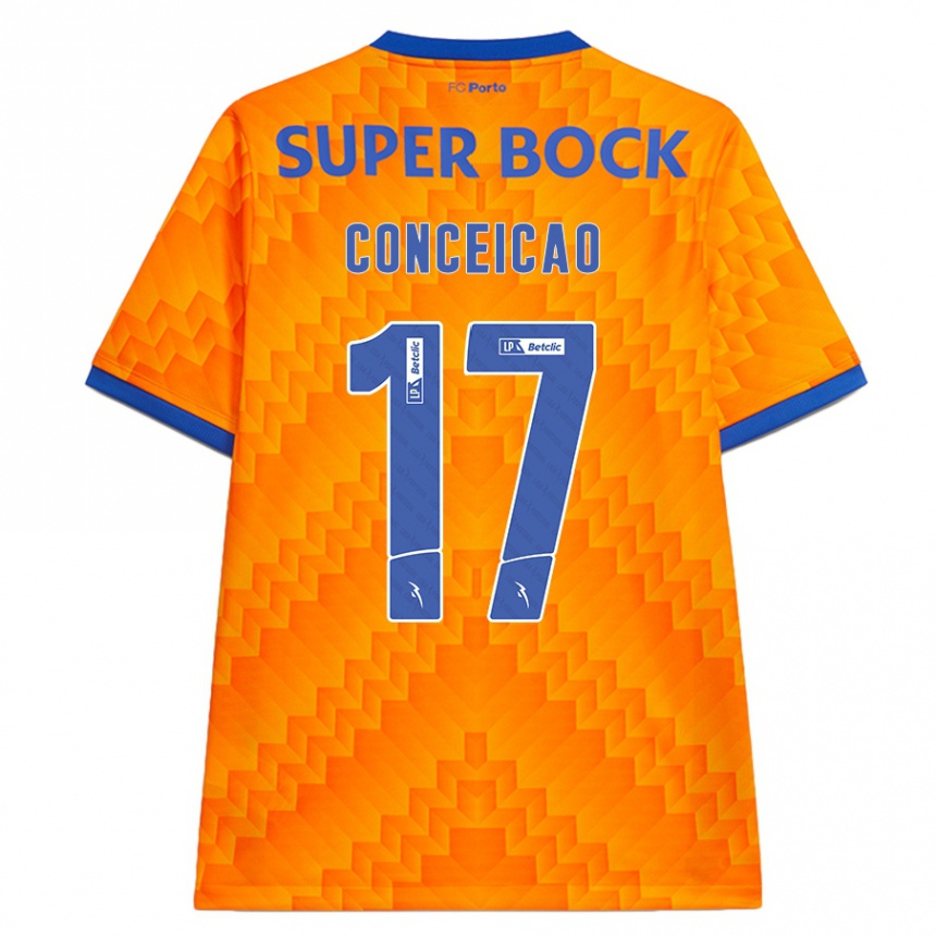 Kids Football Rodrigo Conceicao #17 Orange Away Jersey 2024/25 T-Shirt Za