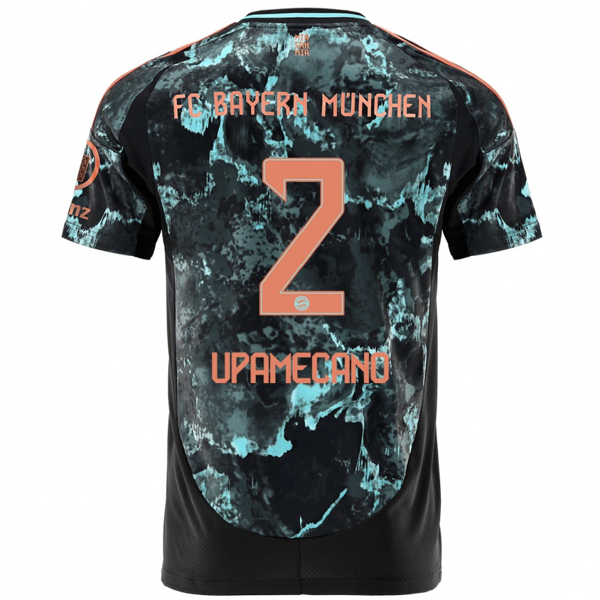 Kids Football Dayot Upamecano #2 Black Away Jersey 2024/25 T-Shirt Za