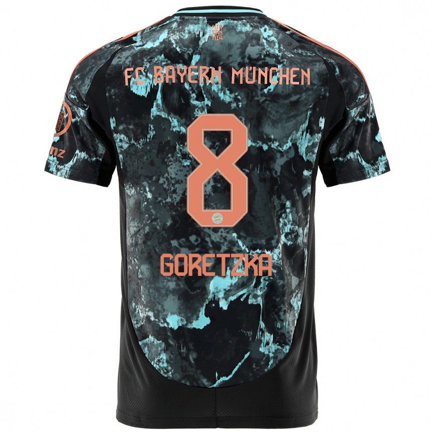 Kids Football Leon Goretzka #8 Black Away Jersey 2024/25 T-Shirt Za