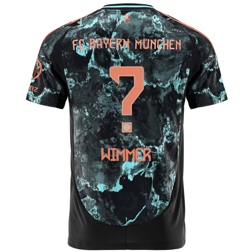 Kids Football Benedikt Wimmer #0 Black Away Jersey 2024/25 T-Shirt Za