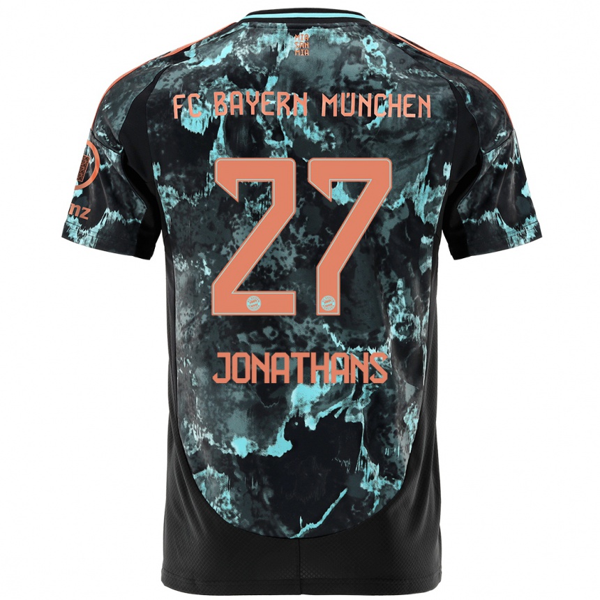 Kids Football David Jonathans #27 Black Away Jersey 2024/25 T-Shirt Za