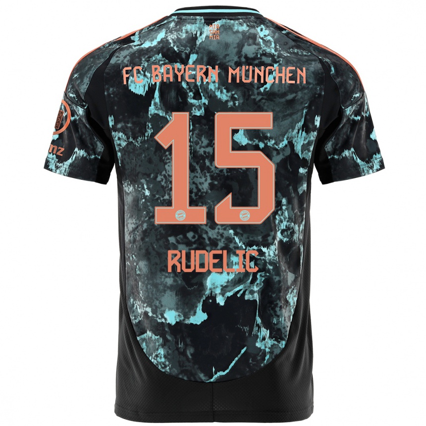 Kids Football Ivana Rudelic #15 Black Away Jersey 2024/25 T-Shirt Za