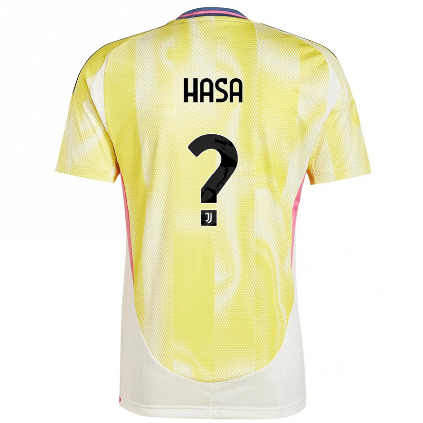 Kids Football Luis Hasa #0 Solar Yellow Away Jersey 2024/25 T-Shirt Za