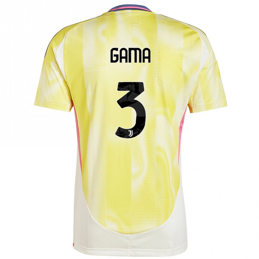 Kids Football Sara Gama #3 Solar Yellow Away Jersey 2024/25 T-Shirt Za