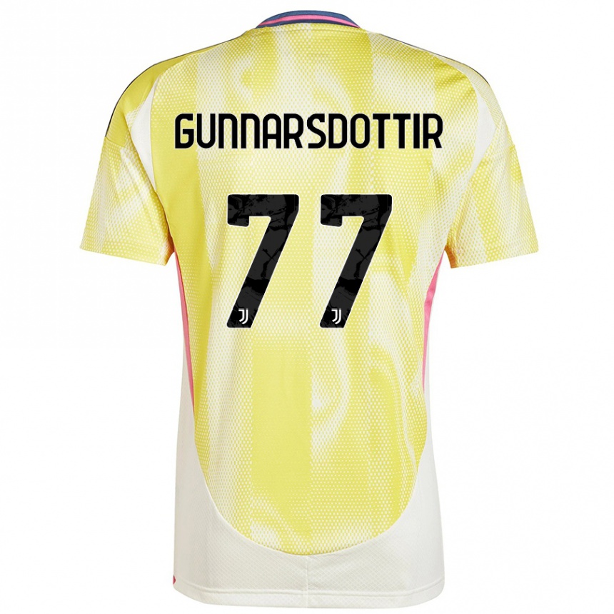 Kids Football Sara Bjork Gunnarsdottir #77 Solar Yellow Away Jersey 2024/25 T-Shirt Za