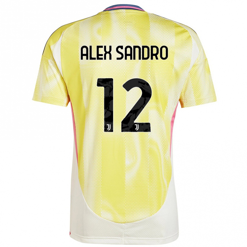 Kids Football Alex Sandro #12 Solar Yellow Away Jersey 2024/25 T-Shirt Za