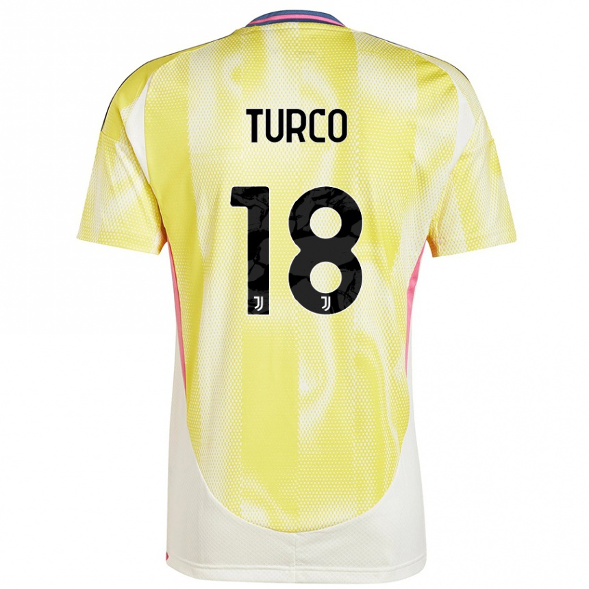 Kids Football Nicolo Turco #18 Solar Yellow Away Jersey 2024/25 T-Shirt Za