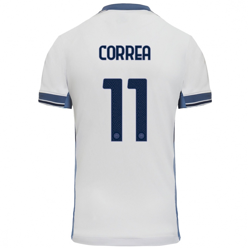 Kids Football Joaquin Correa #11 White Grey Away Jersey 2024/25 T-Shirt Za