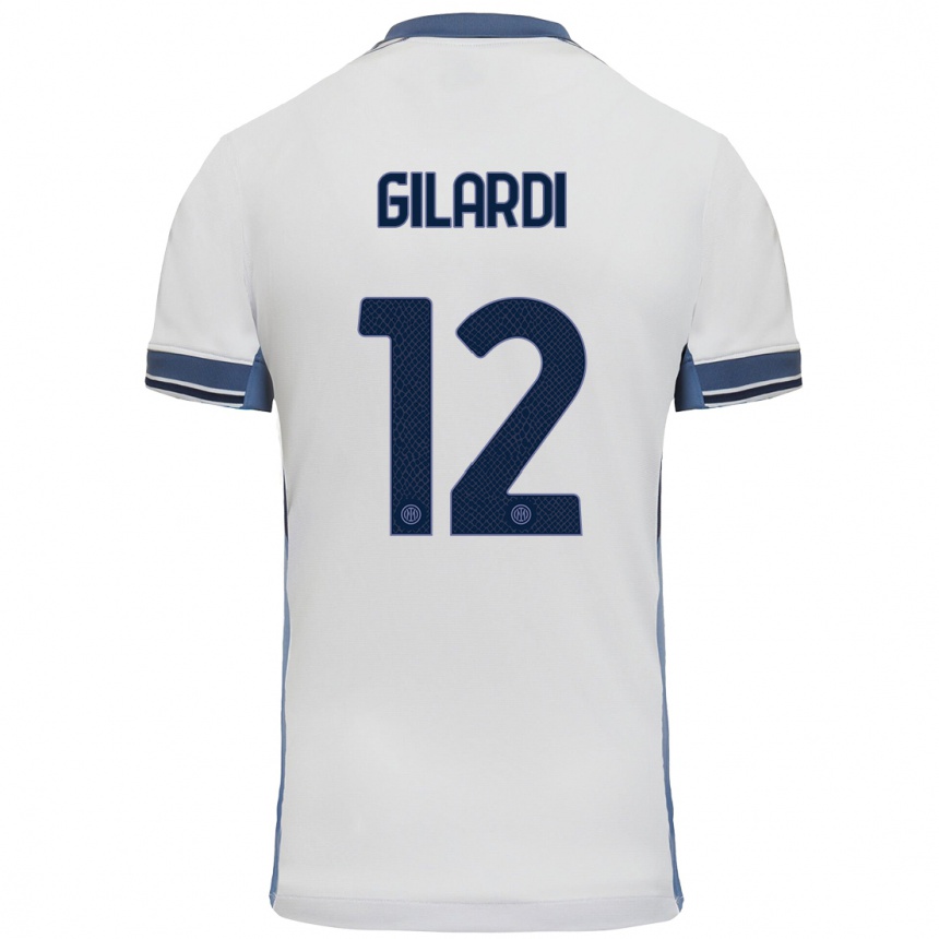 Kids Football Astrid Gilardi #12 White Grey Away Jersey 2024/25 T-Shirt Za