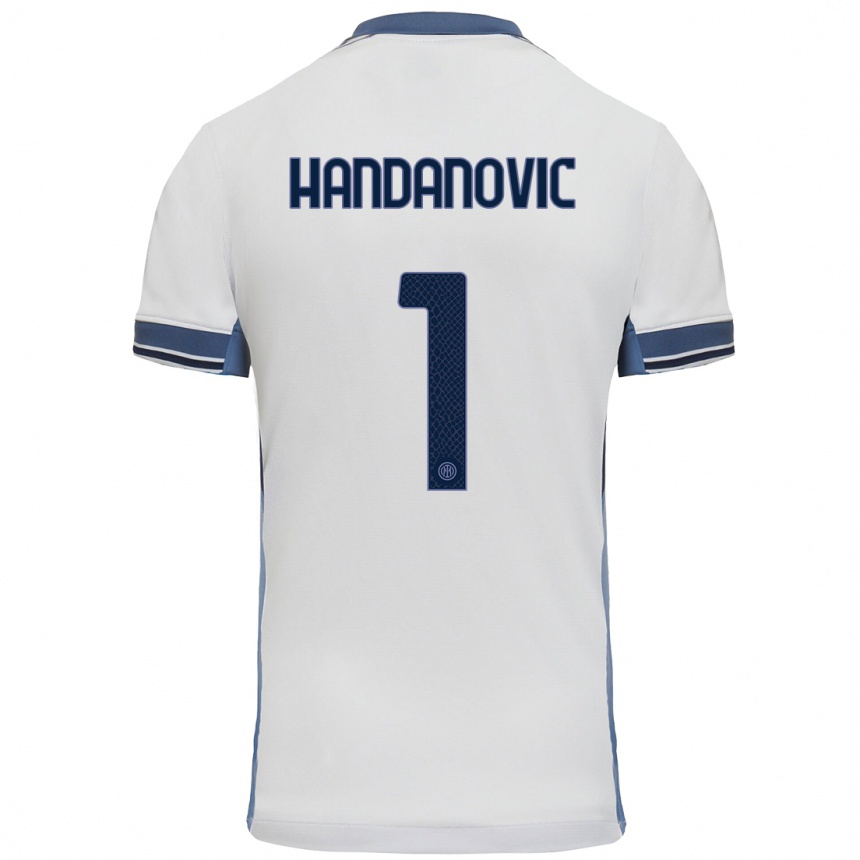 Kids Football Samir Handanovic #1 White Grey Away Jersey 2024/25 T-Shirt Za