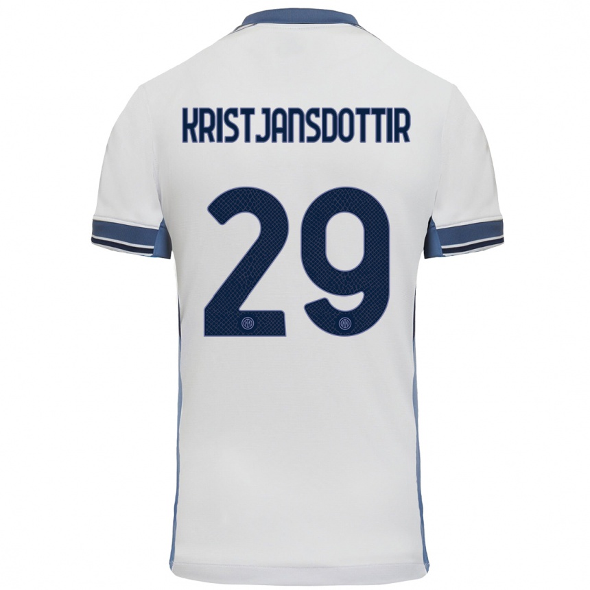 Kids Football Anna Bjork Kristjansdottir #29 White Grey Away Jersey 2024/25 T-Shirt Za