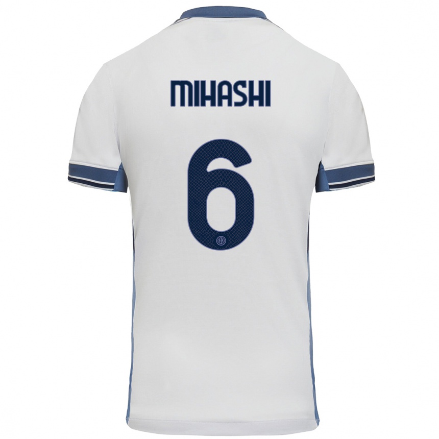 Kids Football Mana Mihashi #6 White Grey Away Jersey 2024/25 T-Shirt Za