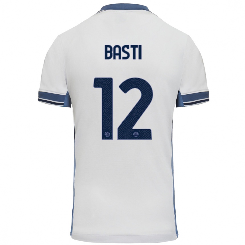 Kids Football Matteo Basti #12 White Grey Away Jersey 2024/25 T-Shirt Za