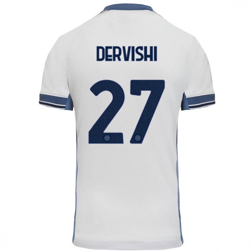 Kids Football Kristian Dervishi #27 White Grey Away Jersey 2024/25 T-Shirt Za