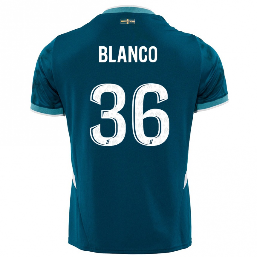 Kids Football Ruben Blanco #36 Turquoise Blue Away Jersey 2024/25 T-Shirt Za