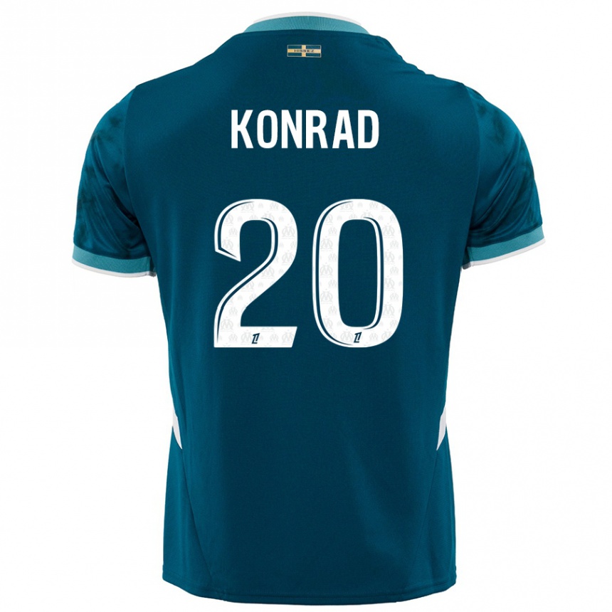 Kids Football Konrad De La Fuente #20 Turquoise Blue Away Jersey 2024/25 T-Shirt Za