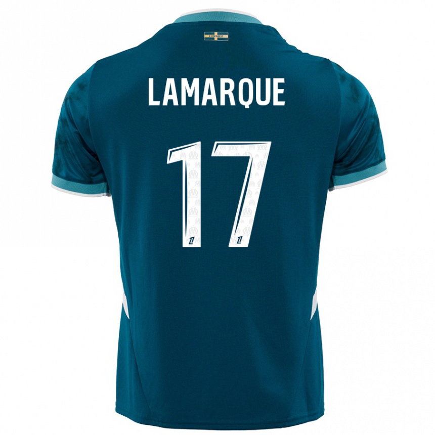 Kids Football Alais Lamarque #17 Turquoise Blue Away Jersey 2024/25 T-Shirt Za