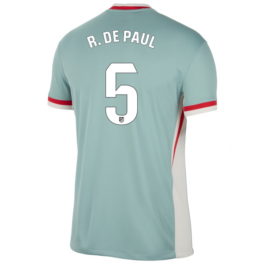 Kids Football Rodrigo De Paul #5 Light Beige Blue Away Jersey 2024/25 T-Shirt Za