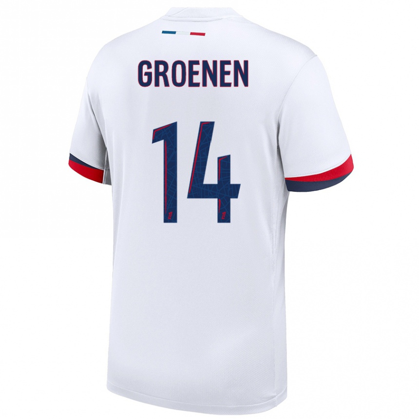 Kids Football Jackie Groenen #14 White Blue Red Away Jersey 2024/25 T-Shirt Za