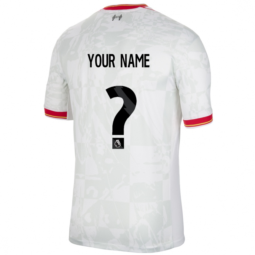 Kids Football Your Name #0 White Red Black Third Jersey 2024/25 T-Shirt Za