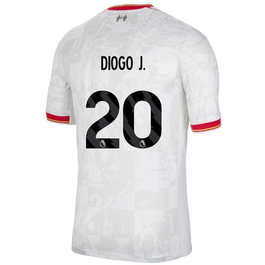 Kids Football Diogo Jota #20 White Red Black Third Jersey 2024/25 T-Shirt Za