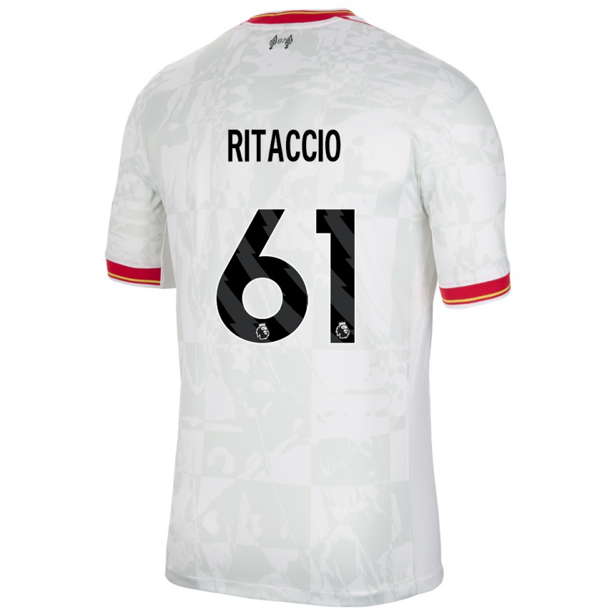 Kids Football Matteo Ritaccio #61 White Red Black Third Jersey 2024/25 T-Shirt Za