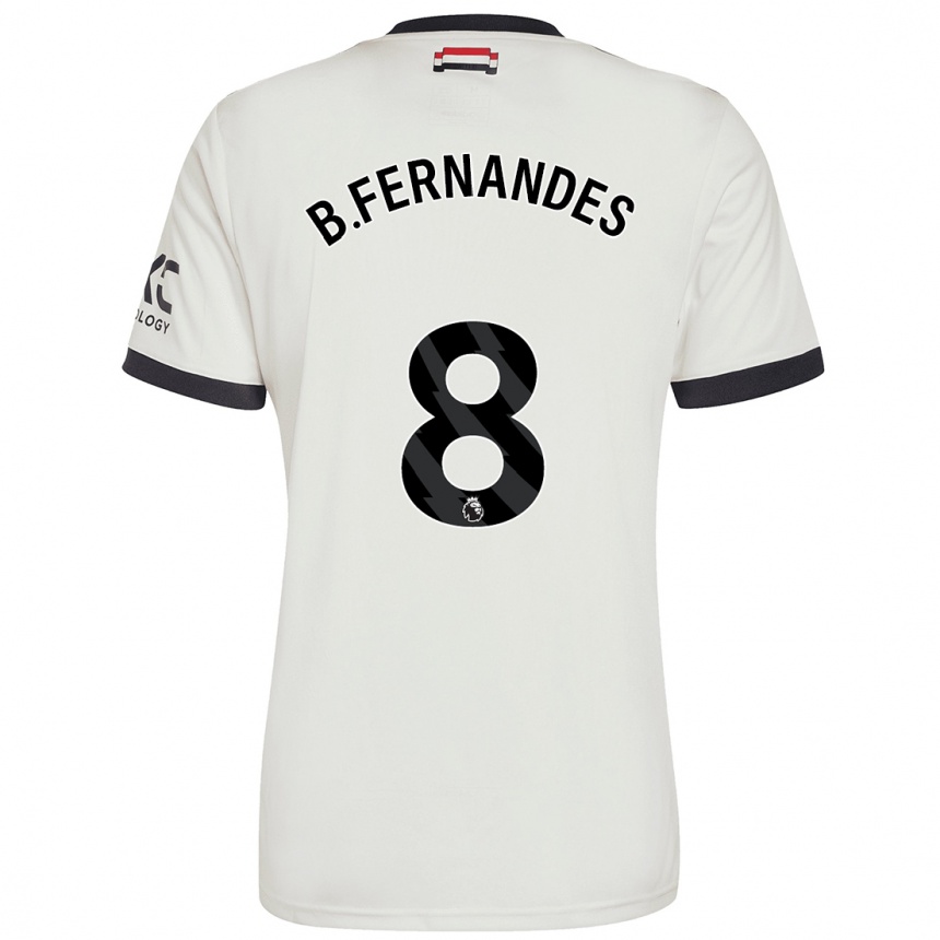 Kids Football Bruno Fernandes #8 Off White Third Jersey 2024/25 T-Shirt Za