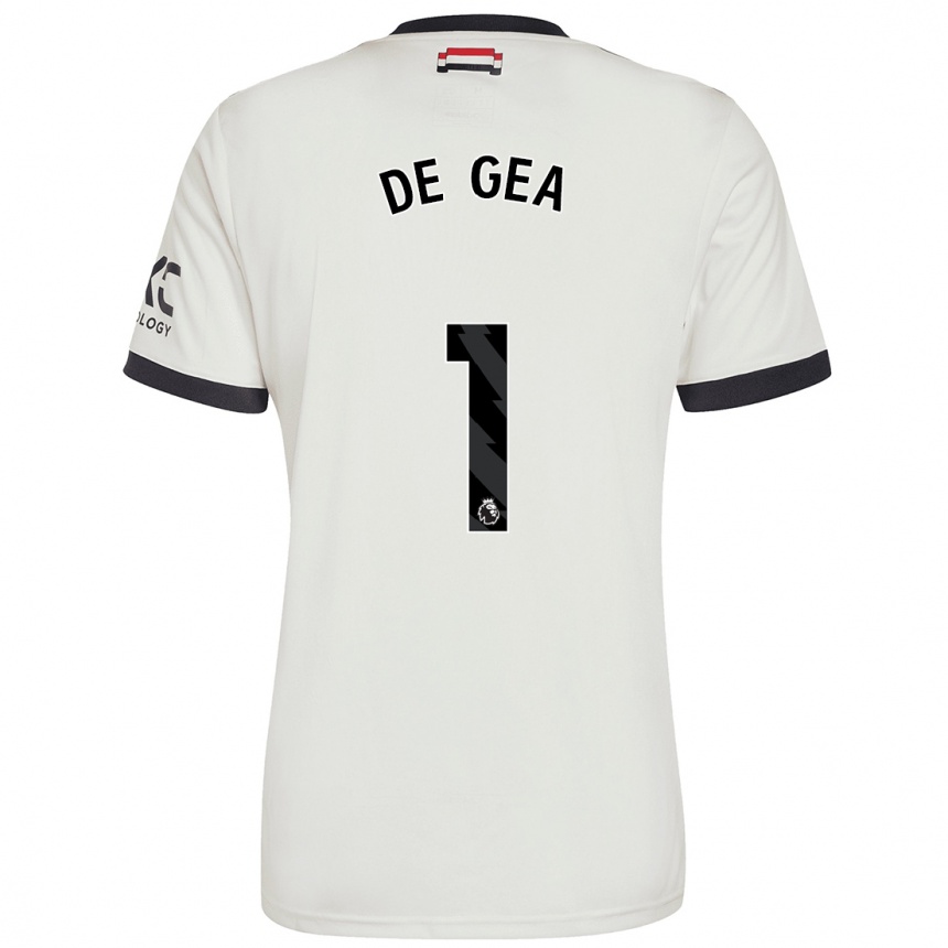 Kids Football David De Gea #1 Off White Third Jersey 2024/25 T-Shirt Za