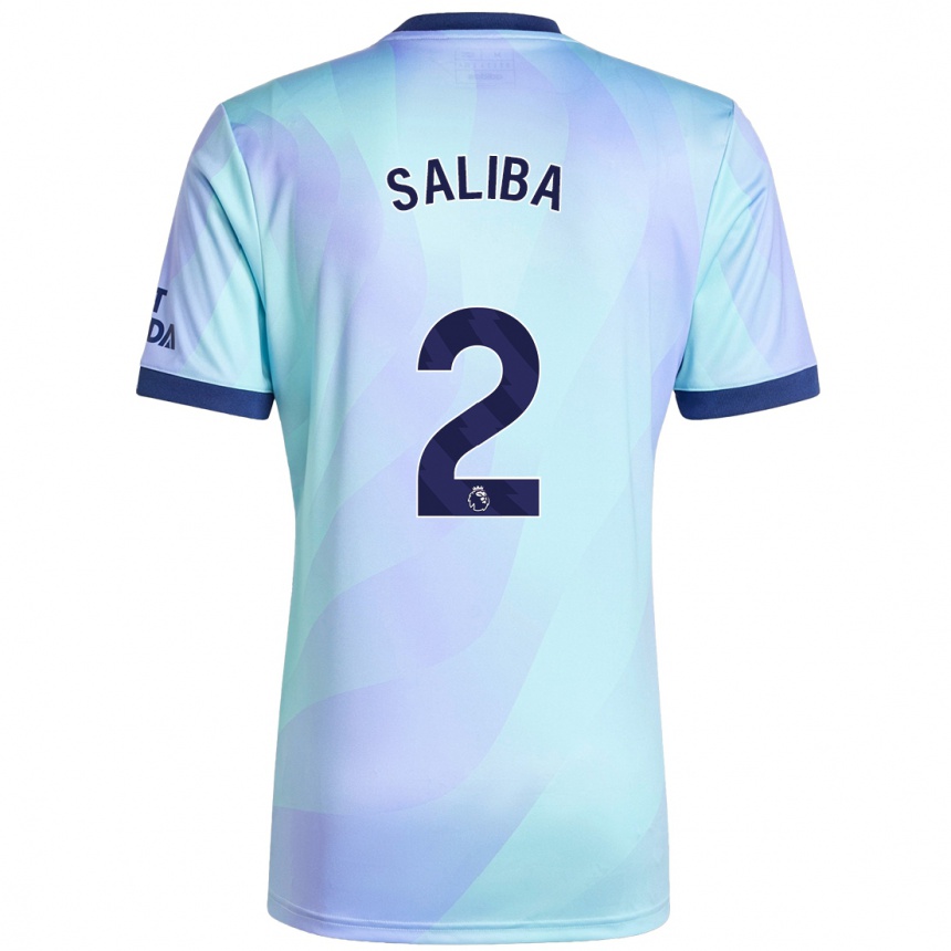 Kids Football William Saliba #2 Aqua Third Jersey 2024/25 T-Shirt Za