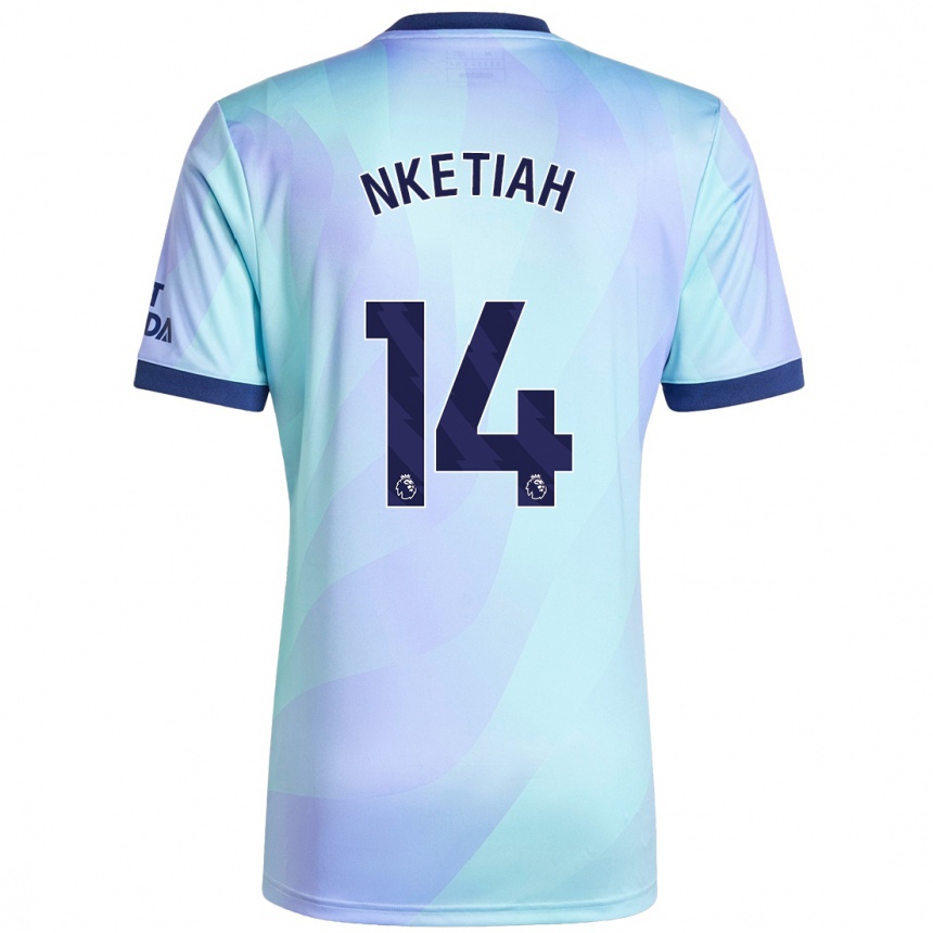 Kids Football Eddie Nketiah #14 Aqua Third Jersey 2024/25 T-Shirt Za