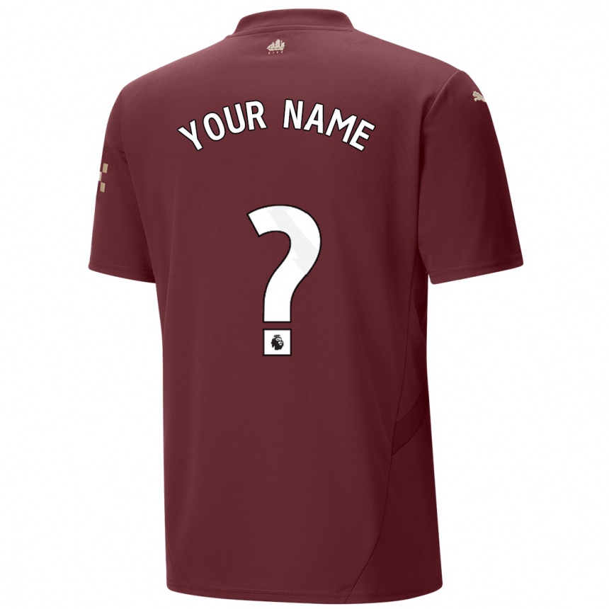 Kids Football Your Name #0 Maroon Third Jersey 2024/25 T-Shirt Za