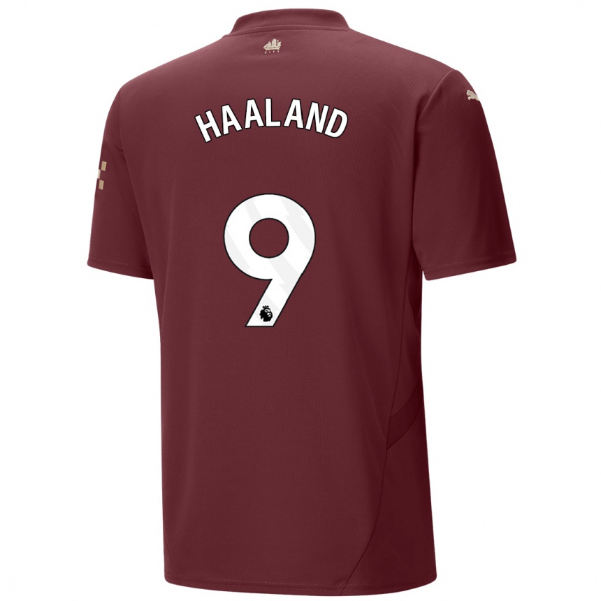 Kids Football Erling Haaland #9 Maroon Third Jersey 2024/25 T-Shirt Za