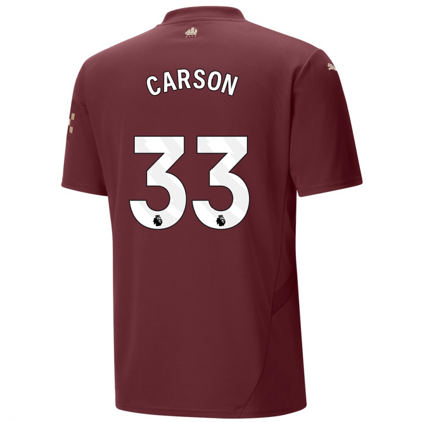 Kids Football Scott Carson #33 Maroon Third Jersey 2024/25 T-Shirt Za