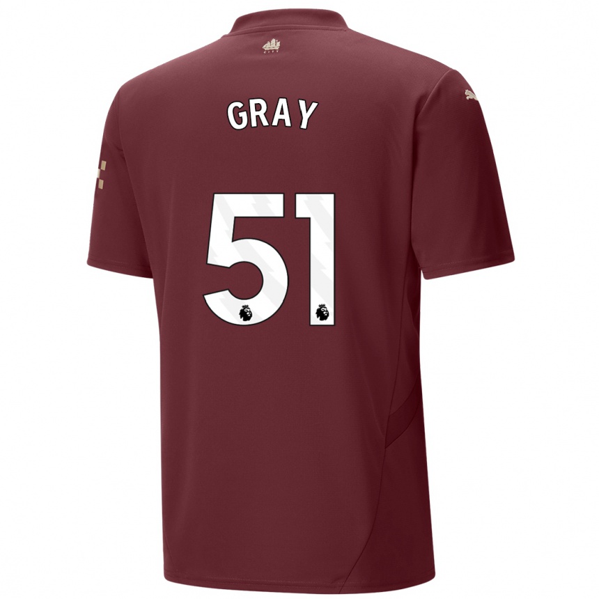 Kids Football Charlie Gray #51 Maroon Third Jersey 2024/25 T-Shirt Za