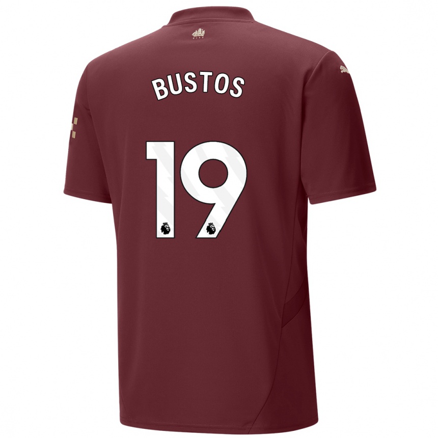 Kids Football Nahuel Bustos #19 Maroon Third Jersey 2024/25 T-Shirt Za