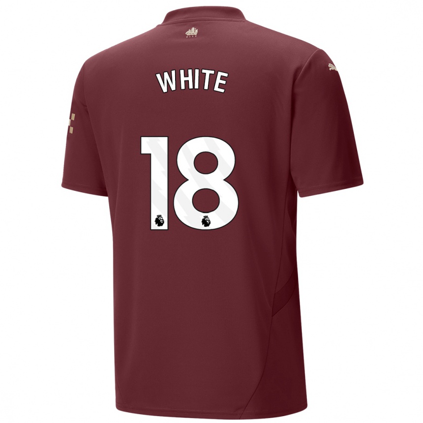 Kids Football Ellen White #18 Maroon Third Jersey 2024/25 T-Shirt Za