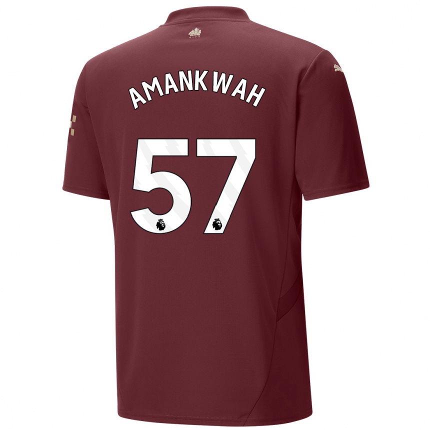 Kids Football Yeboah Amankwah #57 Maroon Third Jersey 2024/25 T-Shirt Za