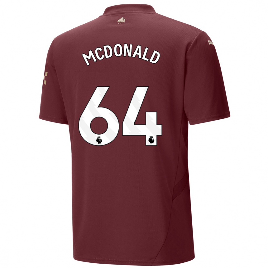 Kids Football Rowan Mcdonald #64 Maroon Third Jersey 2024/25 T-Shirt Za